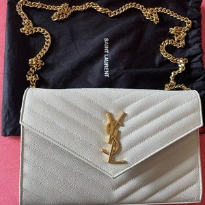 YSL Monogramme Large Grain de Poudre Wallet on Chain